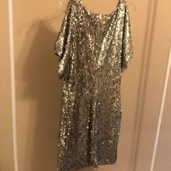 Jodi Kristopher Silver Sequin Dress -  Size Small - Picture 6 of 8